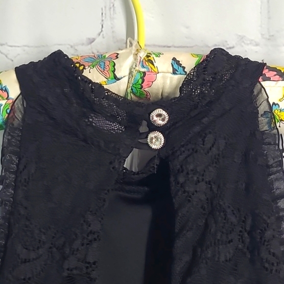 White Birch Goth Black Floral Lace Lined Tank Top Made in USA Womens Size Medium - Picture 11 of 16